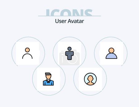 Téléchargez les illustrations : Icône remplie par ligne d'utilisateur Pack 5 Icône Design. . profil. les gens. contrôles. utilisateur - en licence libre de droit