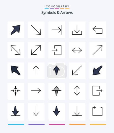 Ilustración de Símbolos creativos y flechas Paquete de iconos de 25 líneas como entrada. flecha. flecha. escala. flecha - Imagen libre de derechos