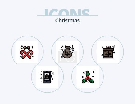 Illustration for Christmas Line Filled Icon Pack 5 Icon Design. . movie. movie reel. entertaiment. oscar - Royalty Free Image