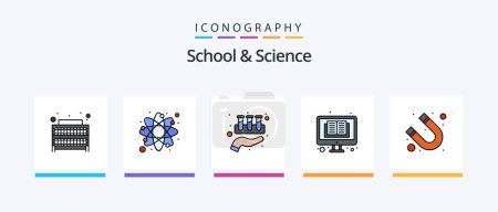 Illustration for School And Science Line Filled 5 Icon Pack Including research. school. atom. real. estate. Creative Icons Design - Royalty Free Image