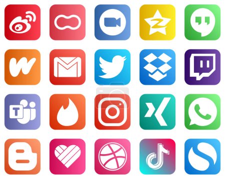 Ilustración de Completa Social Media Icon Pack 20 iconos como gmail. wattpad. Vídeo. Google hangouts e iconos de diez centavos. Alta resolución y totalmente personalizable - Imagen libre de derechos
