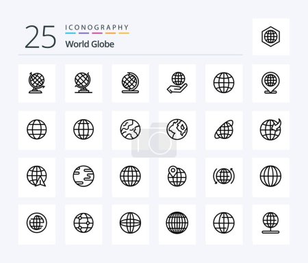 Illustration for Globe 25 Line icon pack including earth. internet. globe. globe. internet - Royalty Free Image