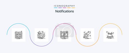 Illustration for Notifications Line 5 Icon Pack Including notification. bell. notification. whistle. notification - Royalty Free Image