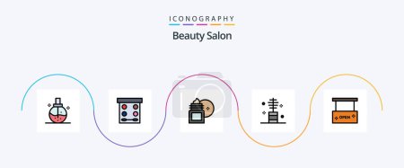 Téléchargez les illustrations : Beauty Salon Line Filled Flat 5 Icon Pack Including makeup. cosmetic. powder. beauty. moisturizer - en licence libre de droit