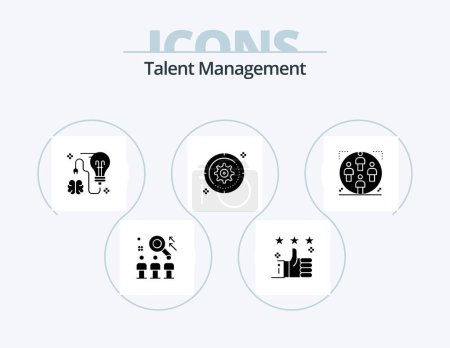 Illustration for Talent Management Glyph Icon Pack 5 Icon Design. cog. setting. up. idea. brainstorming - Royalty Free Image