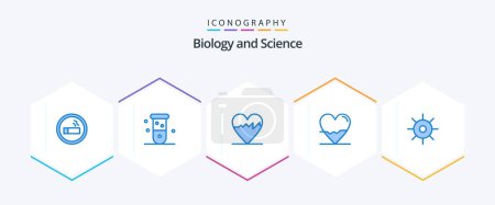 Illustration for Biology 25 Blue icon pack including biology. lab. laboratory. heart. beat - Royalty Free Image