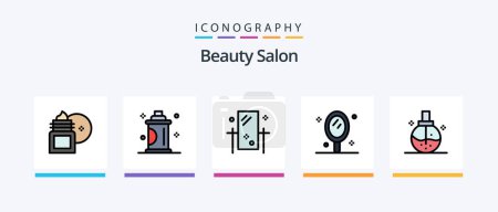 Illustration for Beauty Salon Line Filled 5 Icon Pack Including mirror table. dressing table. hairdressing. beauty table. salon. Creative Icons Design - Royalty Free Image