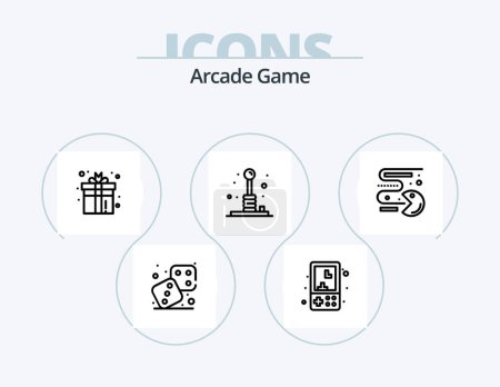 Illustration for Arcade Line Icon Pack 5 Icon Design. fun. play. air hockey. game. punching ball - Royalty Free Image