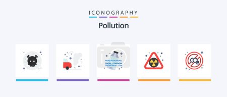 Téléchargez les illustrations : Pollution Flat 5 Icon Pack Including . pollution. pollution. co gas. pollution. Creative Icons Design - en licence libre de droit