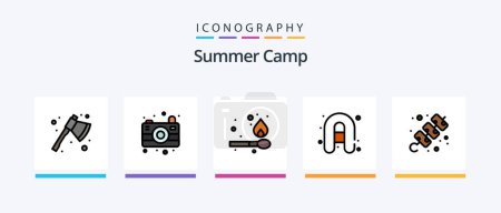Illustration for Summer Camp Line Filled 5 Icon Pack Including . melting. camping. help. boat. Creative Icons Design - Royalty Free Image