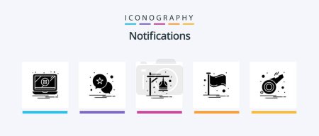Illustration for Notifications Glyph 5 Icon Pack Including sports. alarm. bell. place. flag. Creative Icons Design - Royalty Free Image