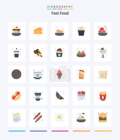 Téléchargez les illustrations : Creative Fast Food 25 Flat icon pack  Such As nugget. food. salad. fast. fast food - en licence libre de droit