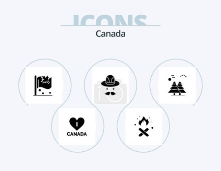 Illustration for Canada Glyph Icon Pack 5 Icon Design. scandinavia. canada. leaf. arctic. canada - Royalty Free Image