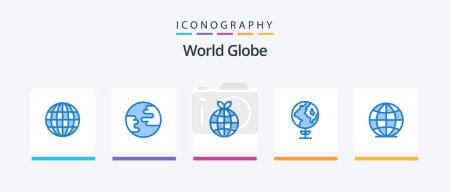 Ilustración de Globo azul 5 paquete de iconos incluyendo. globo. mundo. global. Diseño de iconos creativos - Imagen libre de derechos