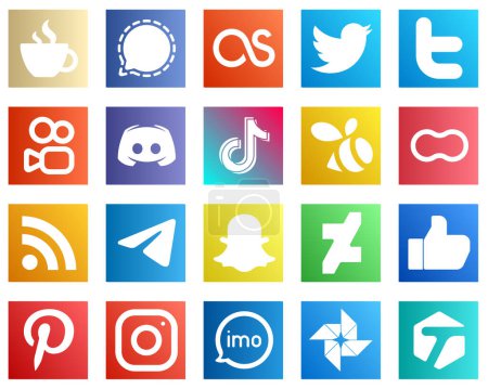 Ilustración de 20 iconos de redes sociales para todas sus necesidades, como China. douyin. tweet. tiktok y los iconos de texto. Elegante y único - Imagen libre de derechos