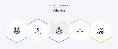 Téléchargez les illustrations : Pack icône Valentine 25 Line incluant l'amour. amour. brokan. jour. valentine - en licence libre de droit