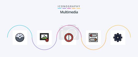 Ilustración de Paquete de iconos plano lleno de línea multimedia 5 incluyendo. preferencias. engranaje - Imagen libre de derechos