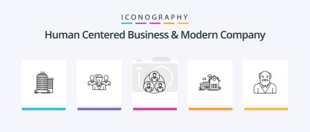 Illustration for Human Centered Business And Modern Company Line 5 Icon Pack Including experiment. bag. farm house. paper. blade. Creative Icons Design - Royalty Free Image