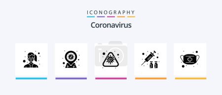 Téléchargez les illustrations : Pack Icône Glyphe de Coronavirus 5 Y compris lu. vaccin contre le virus. alerte. protection. virus. Icônes créatives Design - en licence libre de droit