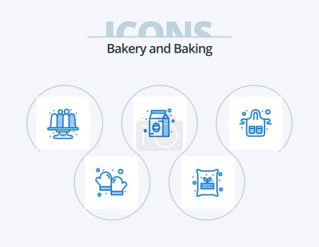 Illustration for Baking Blue Icon Pack 5 Icon Design. food. pack. baked. food. bean - Royalty Free Image