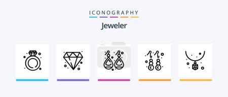 Téléchargez les illustrations : Jewellery Line 5 Icon Pack Including fashion. wedding. jewel. ring. diamond. Creative Icons Design - en licence libre de droit