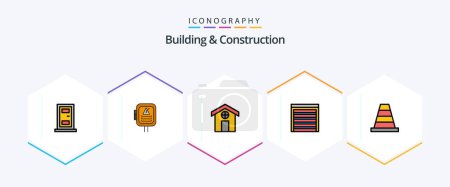 Ilustración de Building And Construction 25 FilledLine icon pack including . construction. construction. cone. construction - Imagen libre de derechos