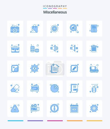 Téléchargez les illustrations : Creative Miscellaneous 25 Blue icon pack  Such As invoice. search. manage. scan. graph - en licence libre de droit