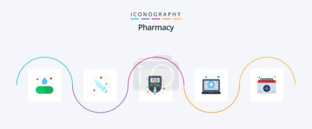 Illustration for Pharmacy Flat 5 Icon Pack Including medical. appointment. medical. pharmacy. laptop - Royalty Free Image