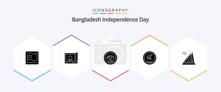 Téléchargez les illustrations : Bangladesh Independence Day 25 Glyph icon pack including construction. business. bangladesh. bangladeshi. bangla - en licence libre de droit