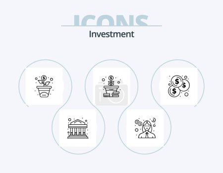 Ilustración de Investment Line Icon Pack 5 Icon Design. investment. financing. finance. money. man - Imagen libre de derechos