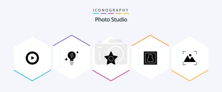 Illustration for Photo Studio 25 Glyph icon pack including photography. focus. media. crop. photography - Royalty Free Image