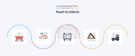 Ilustración de Road Accidents Flat 5 Icon Pack Including car. road. ad board. emergency. road advertising - Imagen libre de derechos