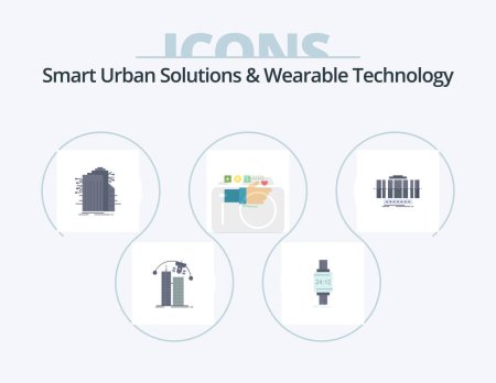 Ilustración de Smart Urban Solutions And Wearable Technology Flat Icon Pack 5 Icon Design. technology. internet. apple. connected. technology - Imagen libre de derechos