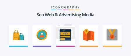 Ilustración de Seo Web And Advertising Media Flat 5 Icon Pack Including directions. map. tech. hosting. Creative Icons Design - Imagen libre de derechos