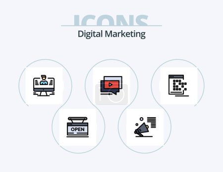 Illustration for Digital Marketing Line Filled Icon Pack 5 Icon Design. group. network. email. online. presentation - Royalty Free Image