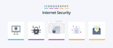 Illustration for Internet Security Flat 5 Icon Pack Including mail. protection. document. network. bug. Creative Icons Design - Royalty Free Image