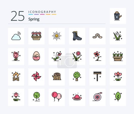 Illustration for Spring 25 Line Filled icon pack including animal. shoe. spring. running. spring - Royalty Free Image