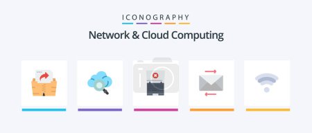 Illustration for Network And Cloud Computing Flat 5 Icon Pack Including . wireless. tecnology. wifi.. Creative Icons Design - Royalty Free Image