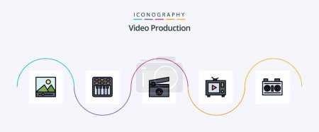 Ilustración de Línea de producción de vídeo llenas de paquete plano de 5 iconos incluyendo. foto. Película. medios de comunicación. vídeo - Imagen libre de derechos