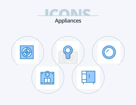 Téléchargez les illustrations : Appliances Blue Icon Pack 5 Icon Design. dish. appliances. extractor. air - en licence libre de droit