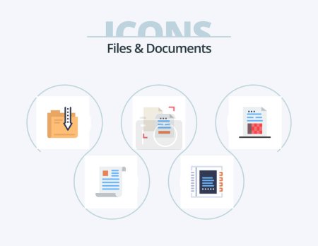 Illustration for Files And Documents Flat Icon Pack 5 Icon Design. data. content. contacts. file. data - Royalty Free Image