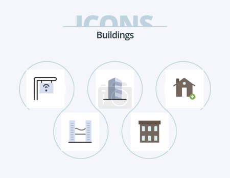 Illustration for Buildings Flat Icon Pack 5 Icon Design. add. landscape. office icon. house. buildings - Royalty Free Image