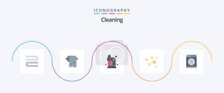 Illustration for Cleaning Flat 5 Icon Pack Including technology. washing. drain. wash. cleaning - Royalty Free Image