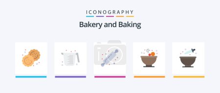Illustration for Baking Flat 5 Icon Pack Including cooking. baking. bakery. salad. bowl. Creative Icons Design - Royalty Free Image