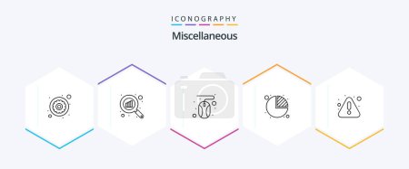 Illustration for Miscellaneous 25 Line icon pack including notice. click. statistics. chart - Royalty Free Image