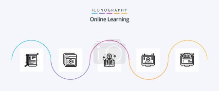 Illustration for Online Learning Line 5 Icon Pack Including youtube. online. learning. learn. light - Royalty Free Image