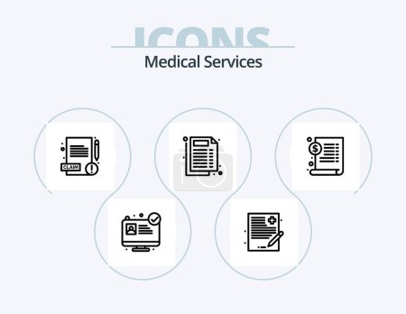 Ilustración de Medical Services Line Icon Pack 5 Icon Design. approved. medical consulting. door. medical app. medical - Imagen libre de derechos