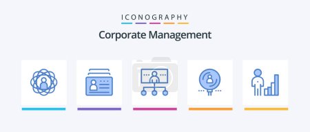 Illustration for Corporate Management Blue 5 Icon Pack Including magnifier. find. id. organization. leadership. Creative Icons Design - Royalty Free Image