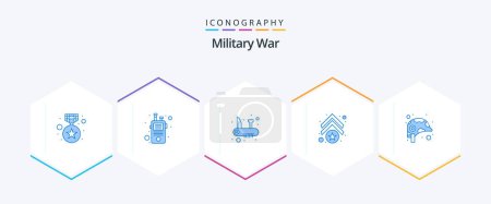 Illustration for Military War 25 Blue icon pack including force. star. army. chevron. arm - Royalty Free Image