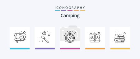 Ilustración de Camping Line 5 Icon Pack Including nut. food. camping. nature. leaf. Creative Icons Design - Imagen libre de derechos